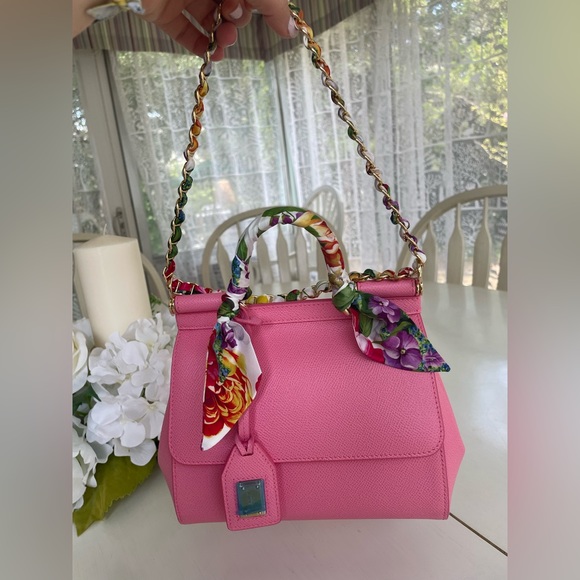 ❌SOLD OUT❌Dolce & Gabbana Pink Floral Sicily Top Handle Bag - Picture 6 of 13